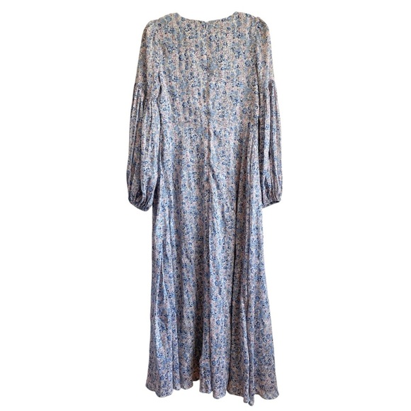Lulus Garden Paths Floral Puff Sleeve Maxi Dress hippie Gypsy babydoll prairie S - Picture 4 of 15